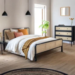 Chambre lit cannage avec commode ANNA