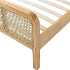 Chambre lit cannage enfant avec commode bois naturel ANNA