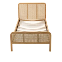 Chambre lit cannage enfant avec commode bois naturel ANNA
