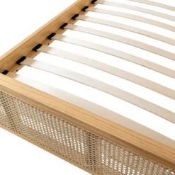 Chambre lit cannage enfant et chevet bois naturel ANNA