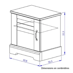 Chevet en bois clair 1 porte avec imitation châtaignier - CH5067