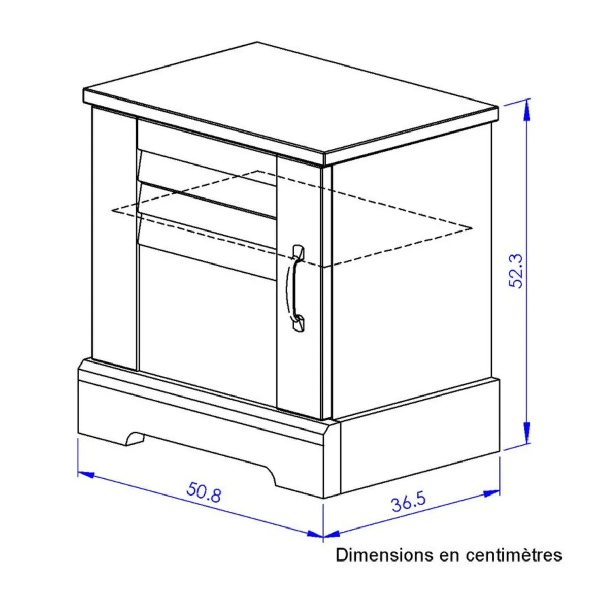 Chevet en bois clair 1 porte avec imitation châtaignier - CH5067