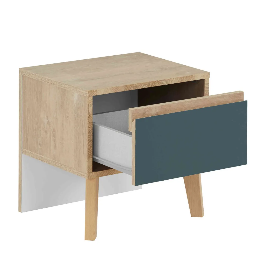 Chevet 1 tiroir en bois imitation chêne clair - CH5046