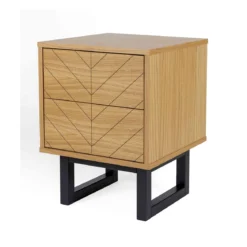 Chevet 2 tiroirs en bois imitation chêne - CH0022