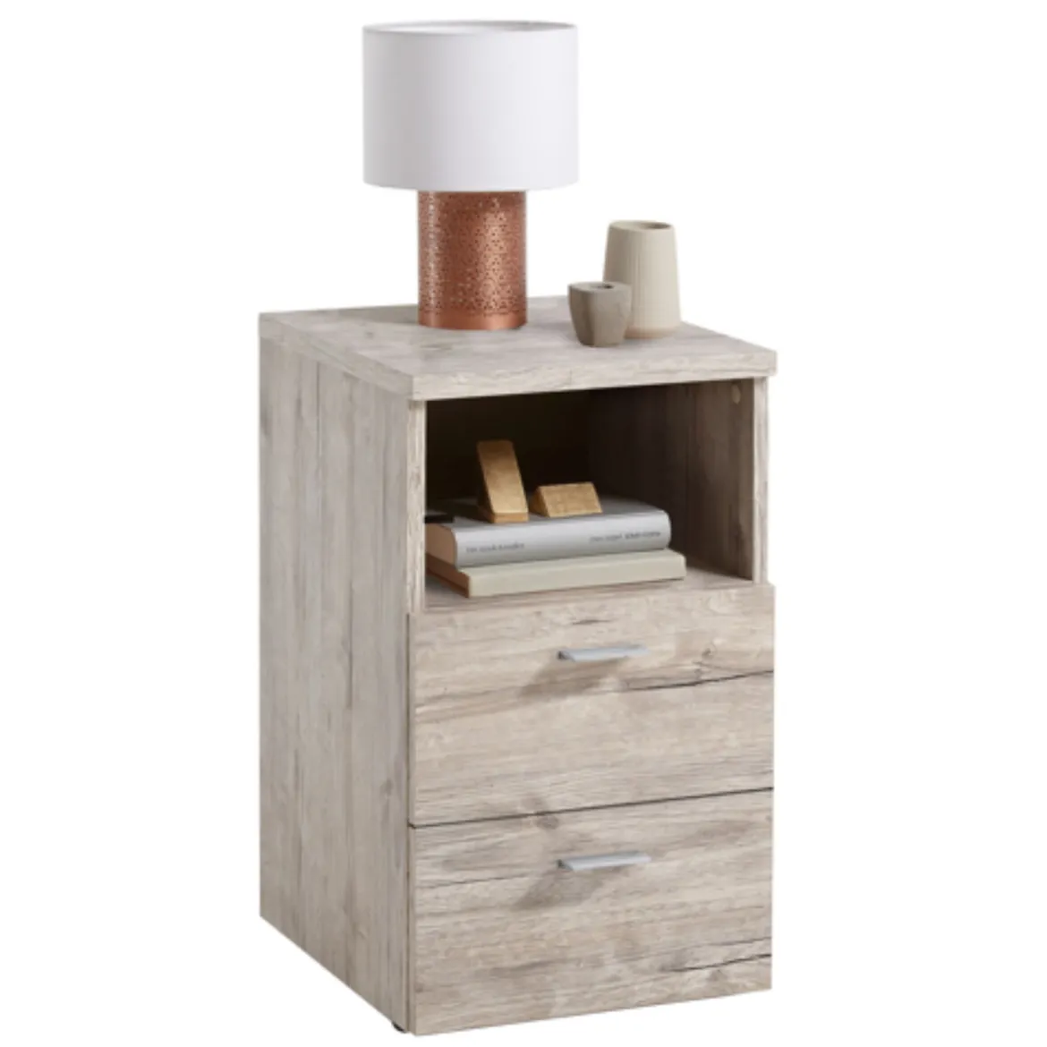 Chevet 2 tiroirs + 1 niche en bois - CH13024
