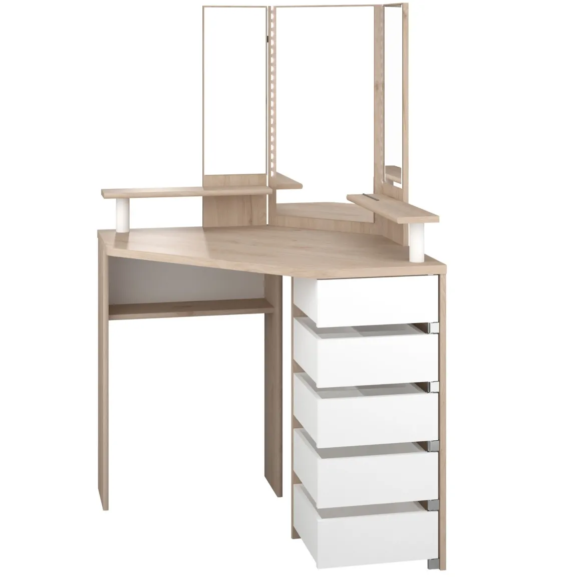 Coiffeuse d'angle avec miroirs et rangements