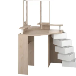 Coiffeuse d'angle avec miroirs et rangements
