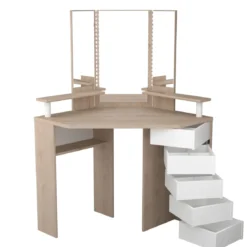 Coiffeuse d'angle avec miroirs et rangements