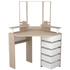 Coiffeuse d'angle avec miroirs et rangements