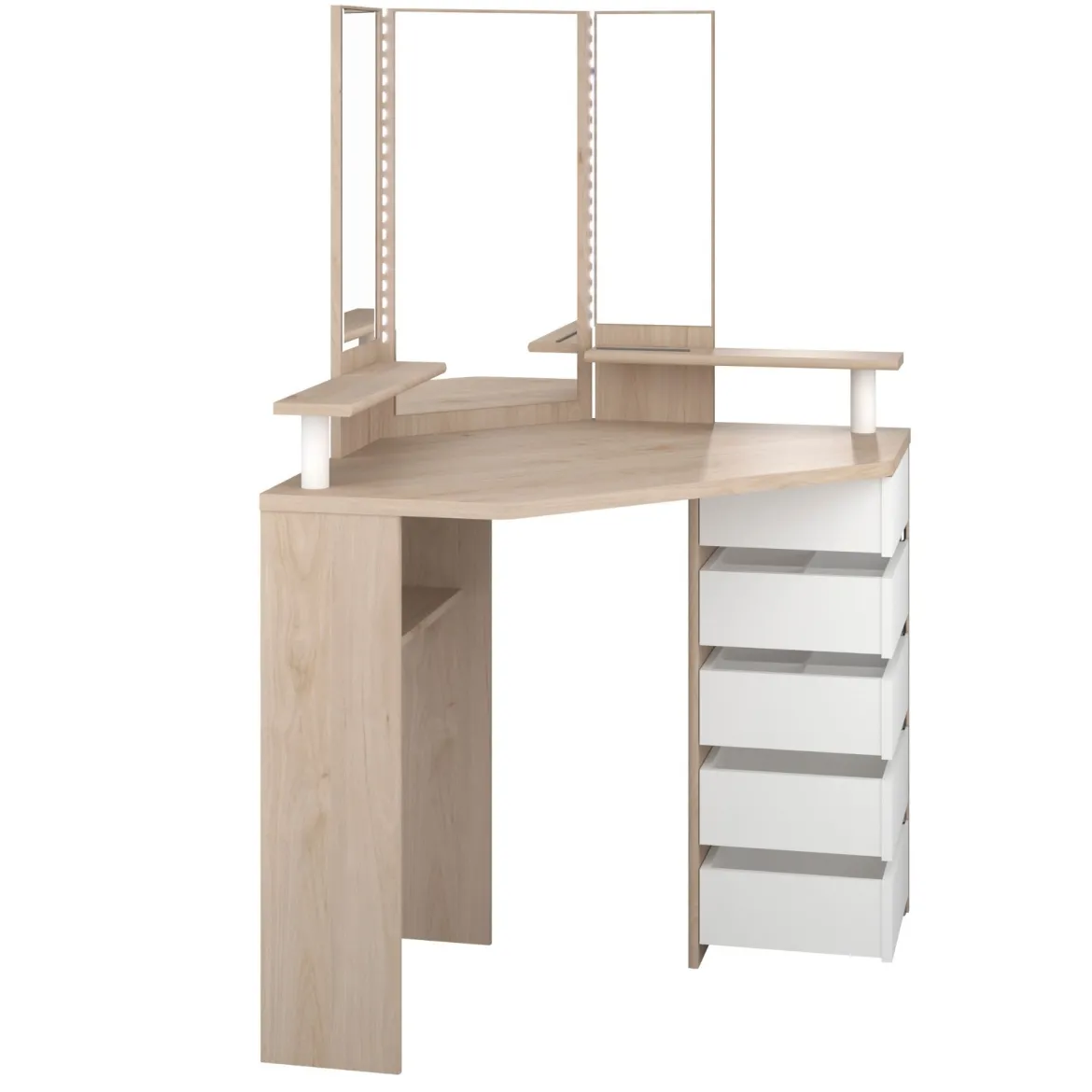Coiffeuse d'angle avec miroirs et rangements
