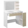 Coiffeuse enfant avec miroir en bois blanc et imitation chêne - CF9009