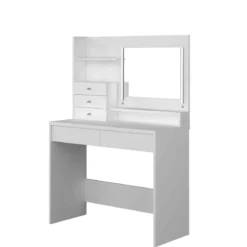 Coiffeuse 3 tiroirs avec miroir en bois blanc - CF9030