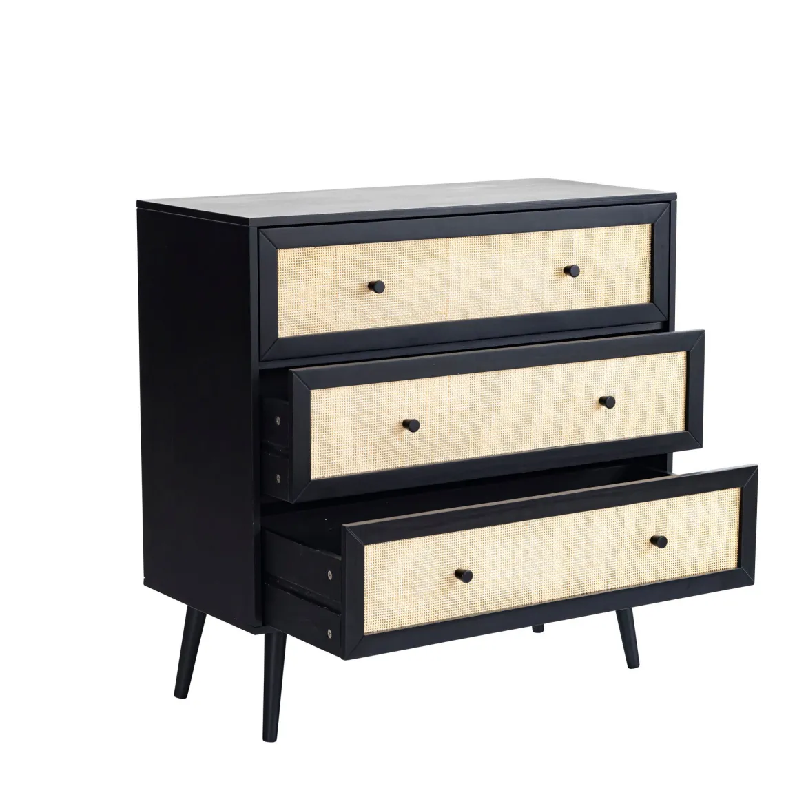 Commode cannage avec 3 tiroirs ANNA