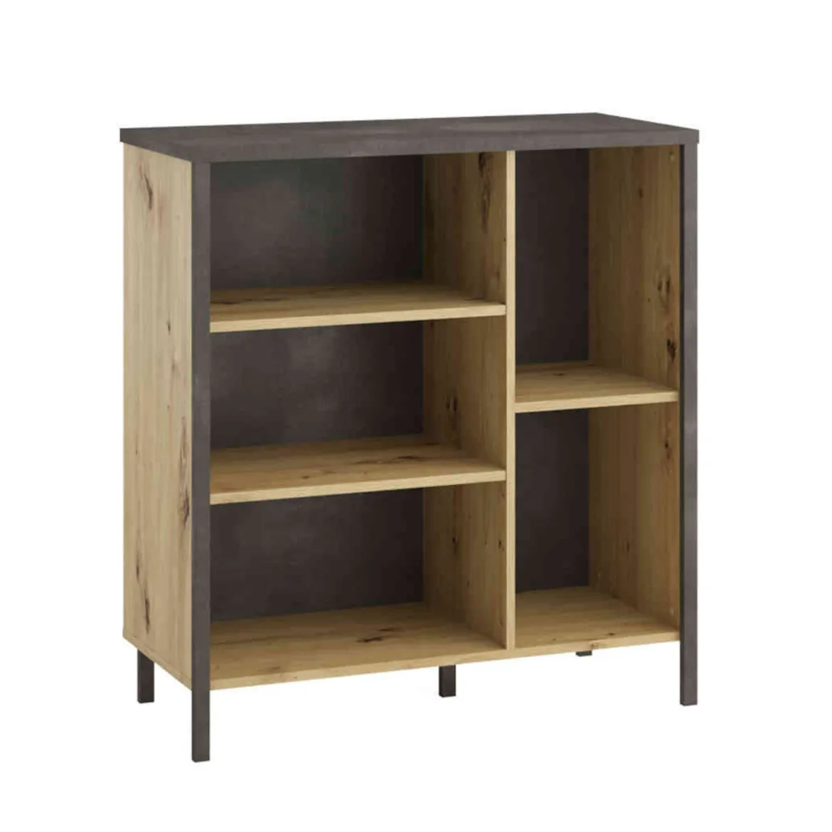 Commode 5 cases en bois imitation chêne clair - CO13001