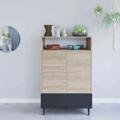Commode en bois avec placard et niche de rangement - CO6001