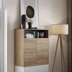Commode en bois avec placard et niche de rangement - CO6001