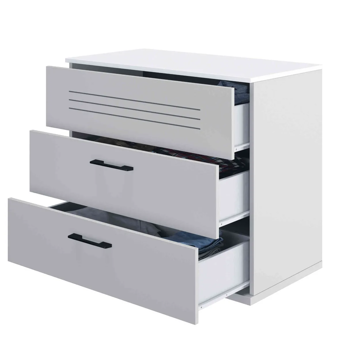 Commode en bois gris et blanc - CO5026