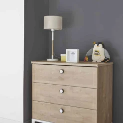 Commode enfant 3 tiroirs en bois imitation chêne blond - CO5043-1