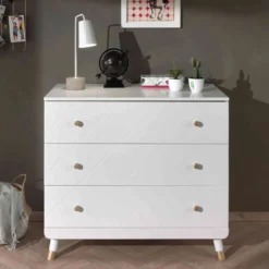 Commode enfant 3 tiroirs en bois blanc - CO2035