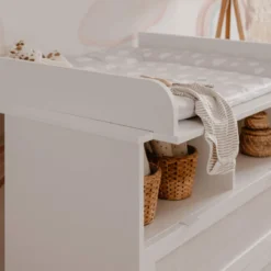 Commode à langer bébé 2 tiroirs en bois effet cannage - CO7085