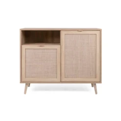 Commode 1 niche 2 portes en imprimé cannage - CO7073-1