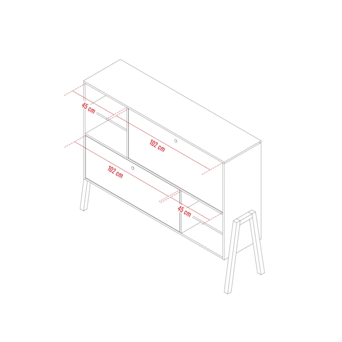 Commode 2 portes avec niches de rangement en bois imitation chêne clair et blanc - CO17031