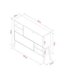 Commode 2 portes avec niches de rangement en bois imitation chêne clair et blanc - CO17031