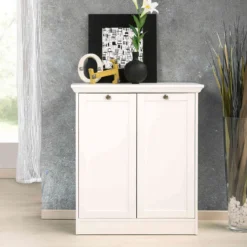 Commode 2 portes en bois coloris blanc - CO7004