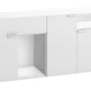 Commode 3 portes 1 tiroir avec niches de rangement en bois blanc - CO17008