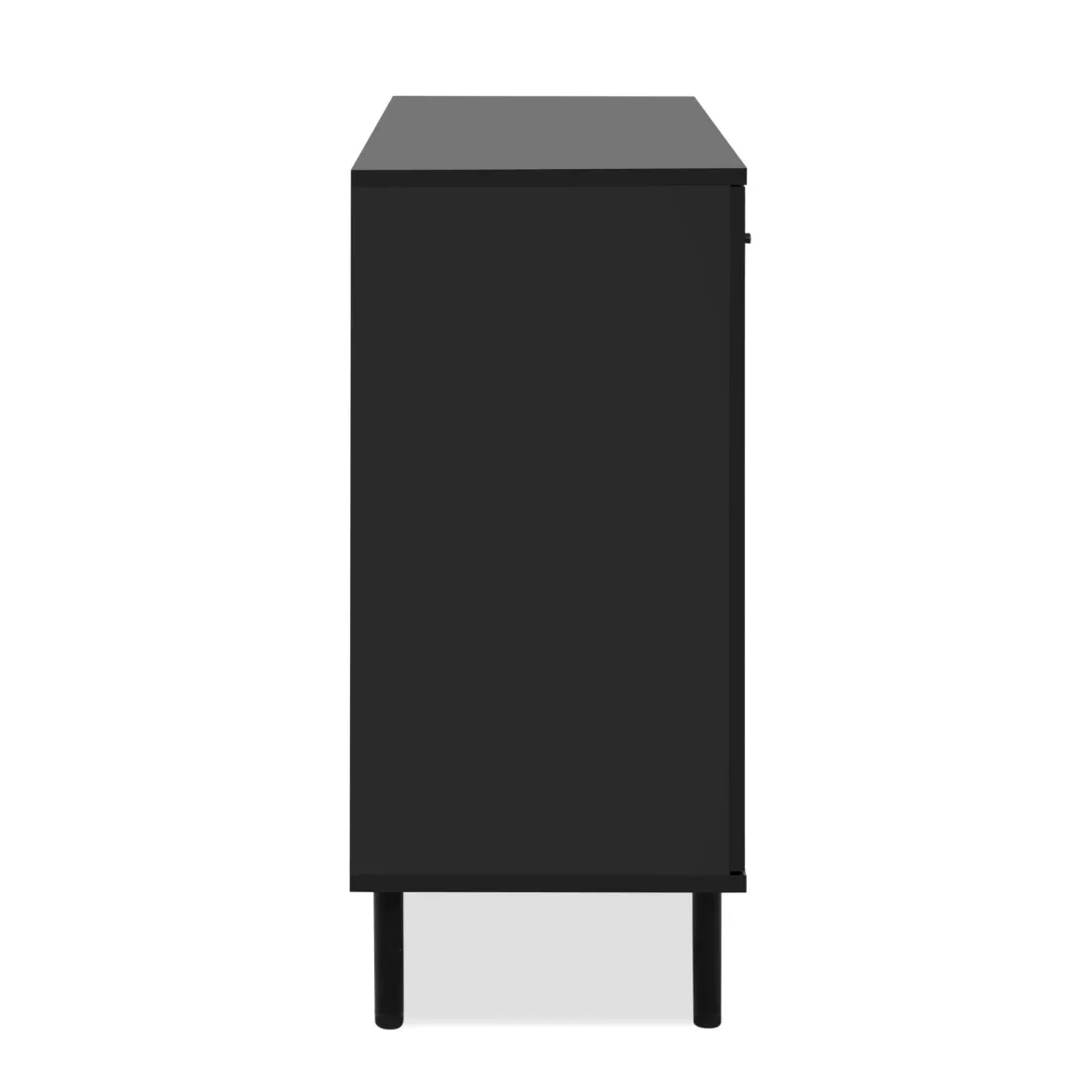 Commode 2 portes 4 tiroirs noir à lamelles