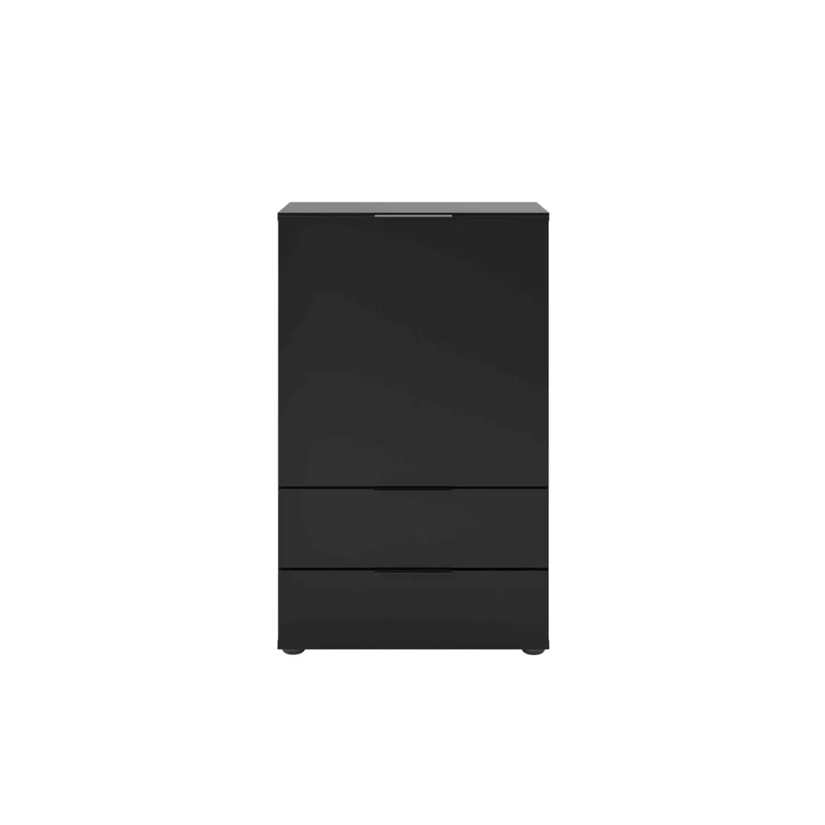 Commode 1 porte 2 tiroirs en bois noir satiné - CO13034-3