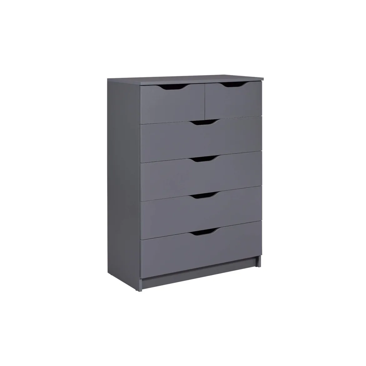 Commode 6 rangements en bois gris anthracite - CO12098