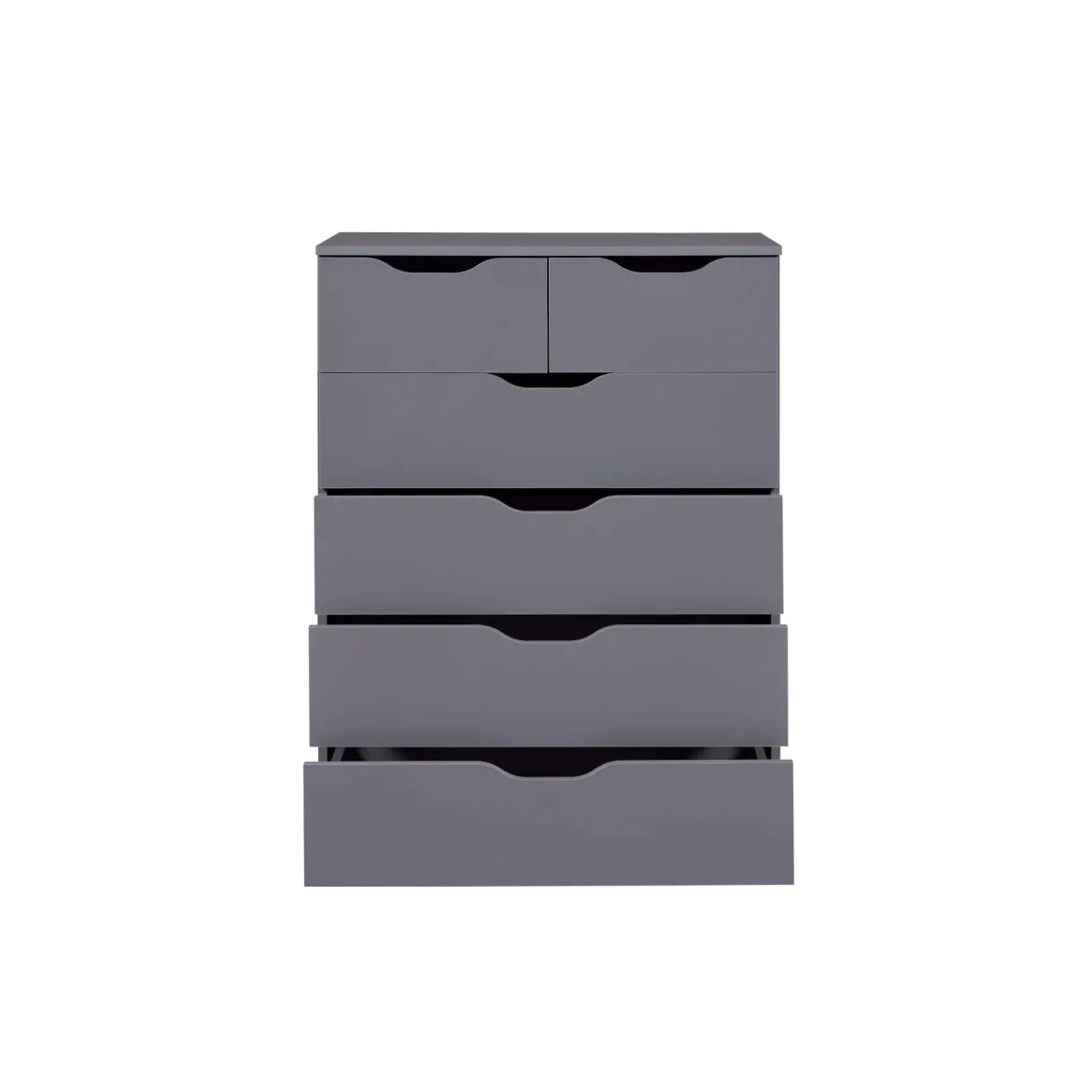 Commode 6 rangements en bois gris anthracite - CO12098