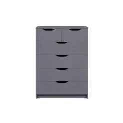 Commode 6 rangements en bois gris anthracite - CO12098