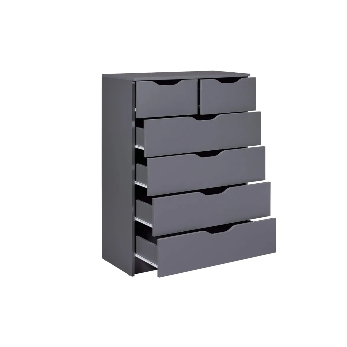 Commode 6 rangements en bois gris anthracite - CO12098