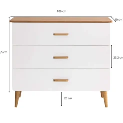 Commode SMOOTHCLOUD en bois naturel et blanc