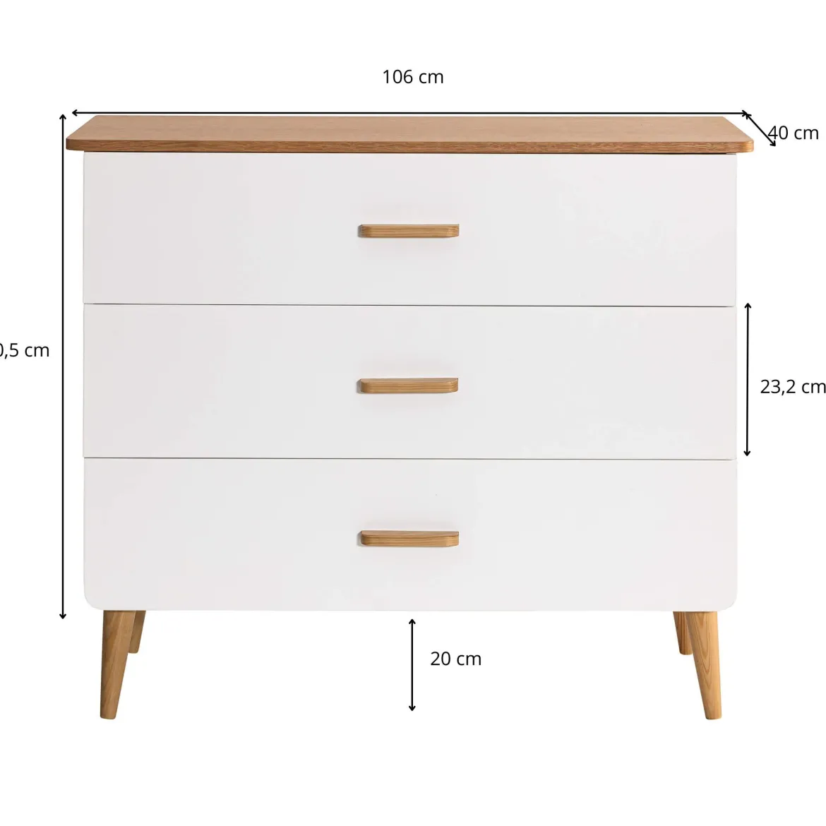 Commode SMOOTHCLOUD en bois naturel et blanc