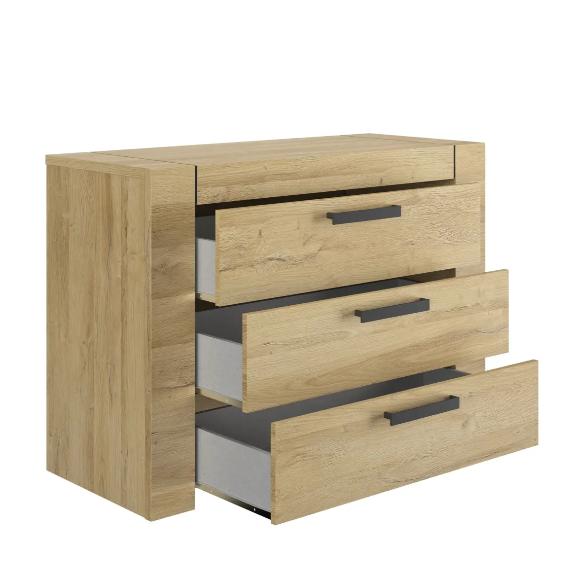 Commode 3 tiroirs avec poignées en métal - CO5074