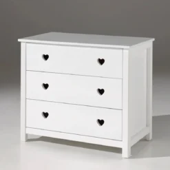 Commode 3 tiroirs en bois blanc CO2001
