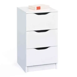 Commode 3 tiroirs en bois blanc - CO12052-2