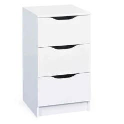 Commode 3 tiroirs en bois blanc - CO12052-2