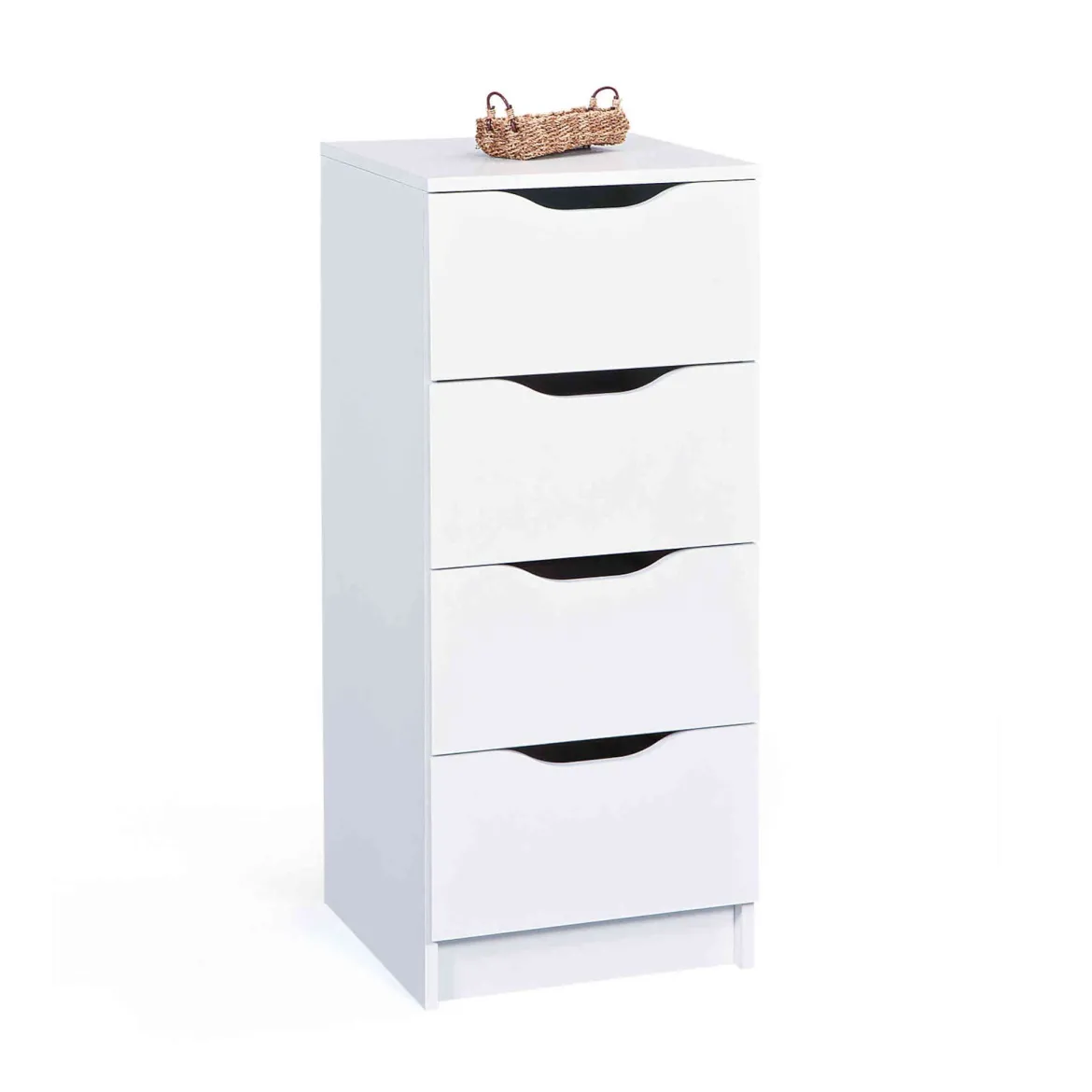 Commode 4 tiroirs en bois blanc - CO12052-3