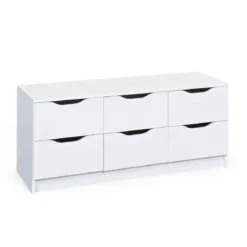 Commode 6 tiroirs en bois blanc - CO12052-4