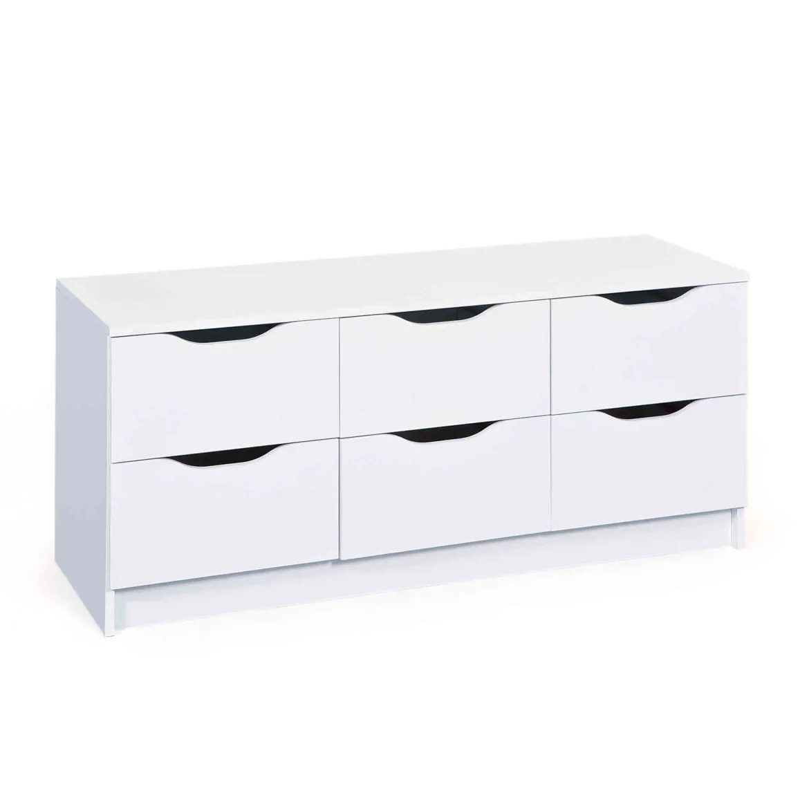 Commode 6 tiroirs en bois blanc - CO12052-4