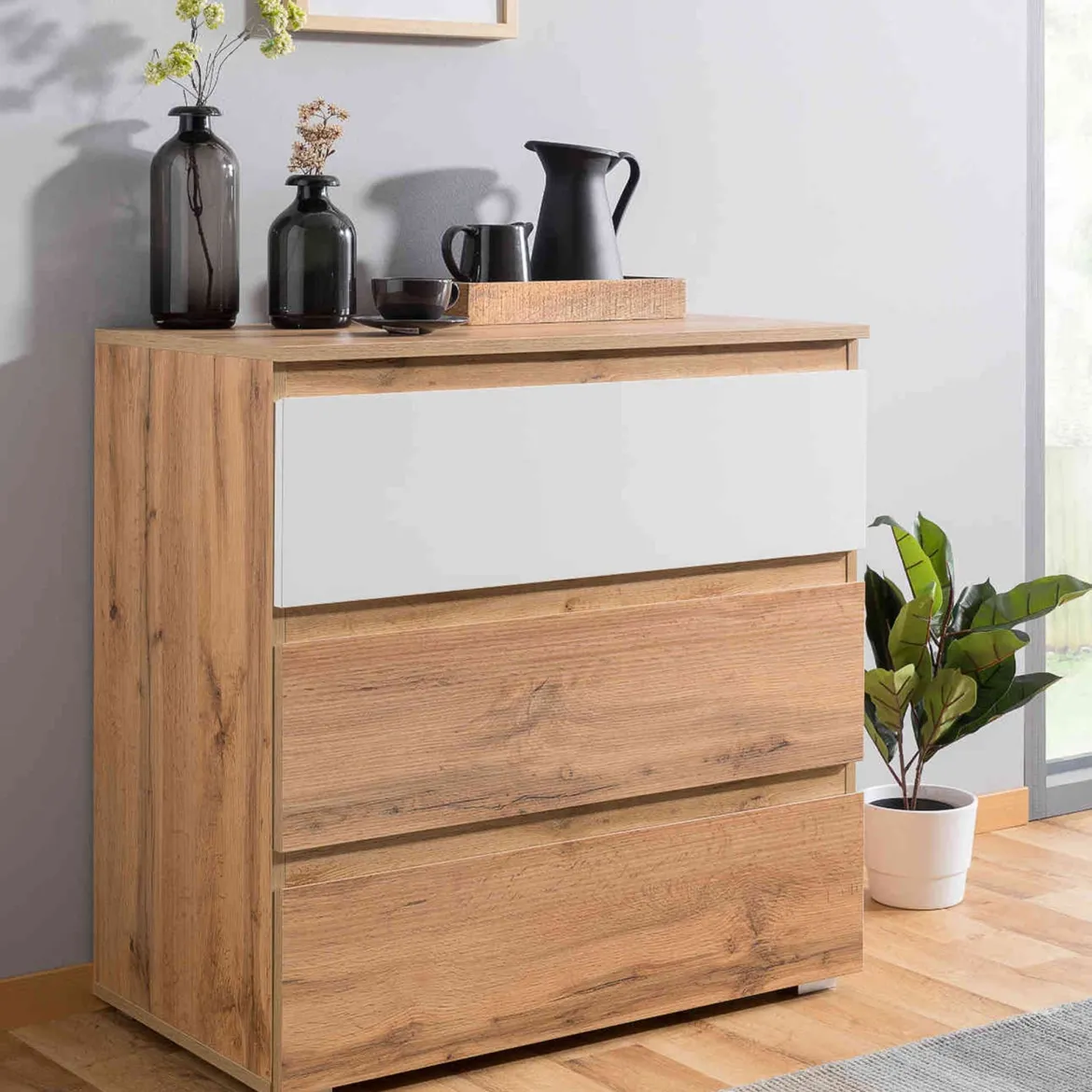 Commode 3 tiroirs en bois - CO7017