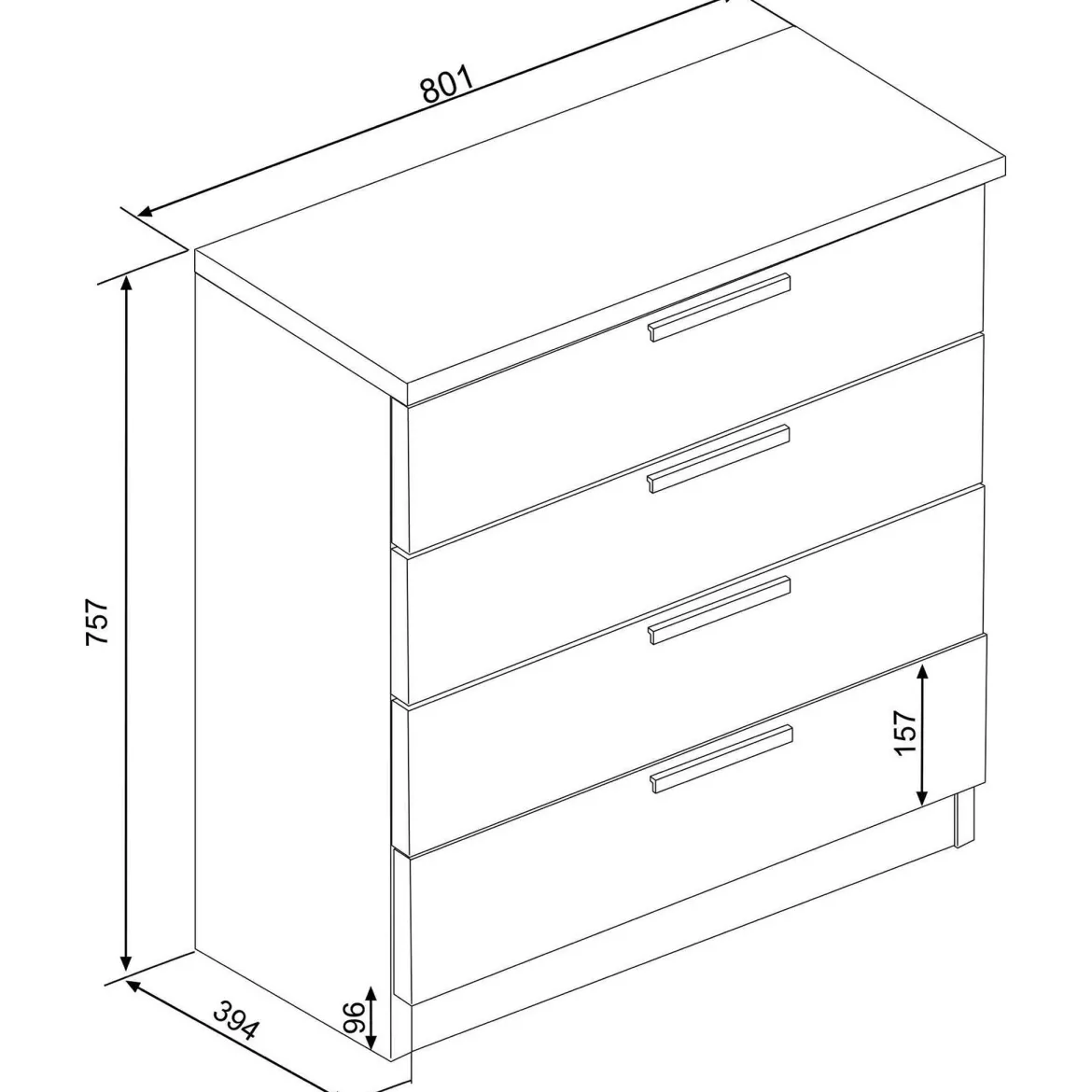Commode 4 tiroirs en bois - CO9004