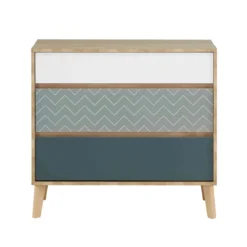 Commode 3 tiroirs en bois imitation chêne clair - CO5046