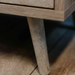 Commode 3 tiroirs en rafia imitation chêne sonoma imprimé cannage - CO7073-2