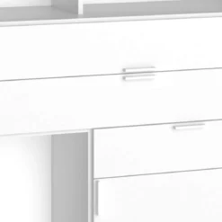 Commode 3 tiroirs 1 porte avec niches de rangement en bois blanc - CO17007