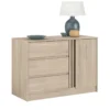 Commode 3 tiroirs 1 porte bois naturel CLEM
